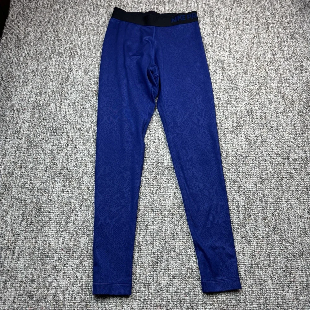 Nike Pro Leggings Womens Small Gym Yoga Dri-FIT Snakeskin Blue 695590-455